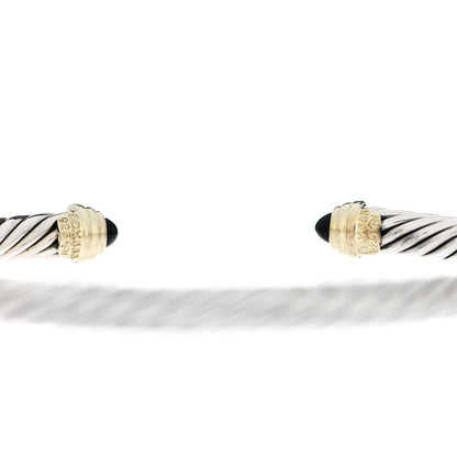 David Yurman Sterling Silver 14K Yellow Gold Black Onyx 5mm Cable Classics Petite Color Bracelet 3 of 3