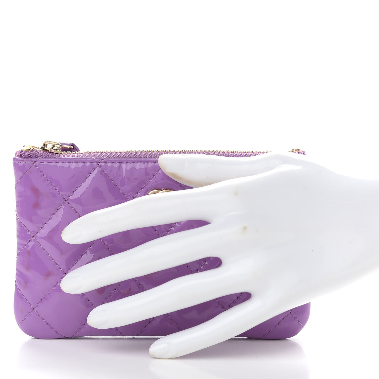 Chanel Patent Quilted Small Cosmetic Case Purple 2 of 8