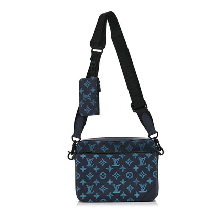 Louis Vuitton Calfskin Monogram Shadow Trio Messenger Navy River Blue 1 of 11