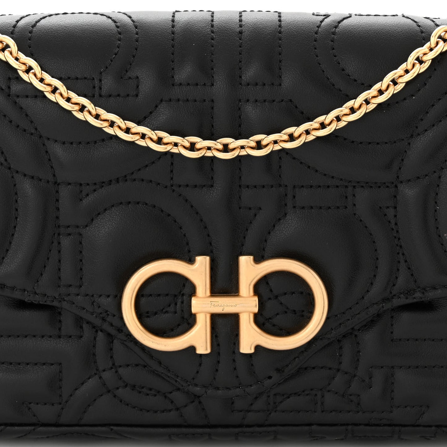 Calfskin Quilted Gancini Mini Bag Black Black