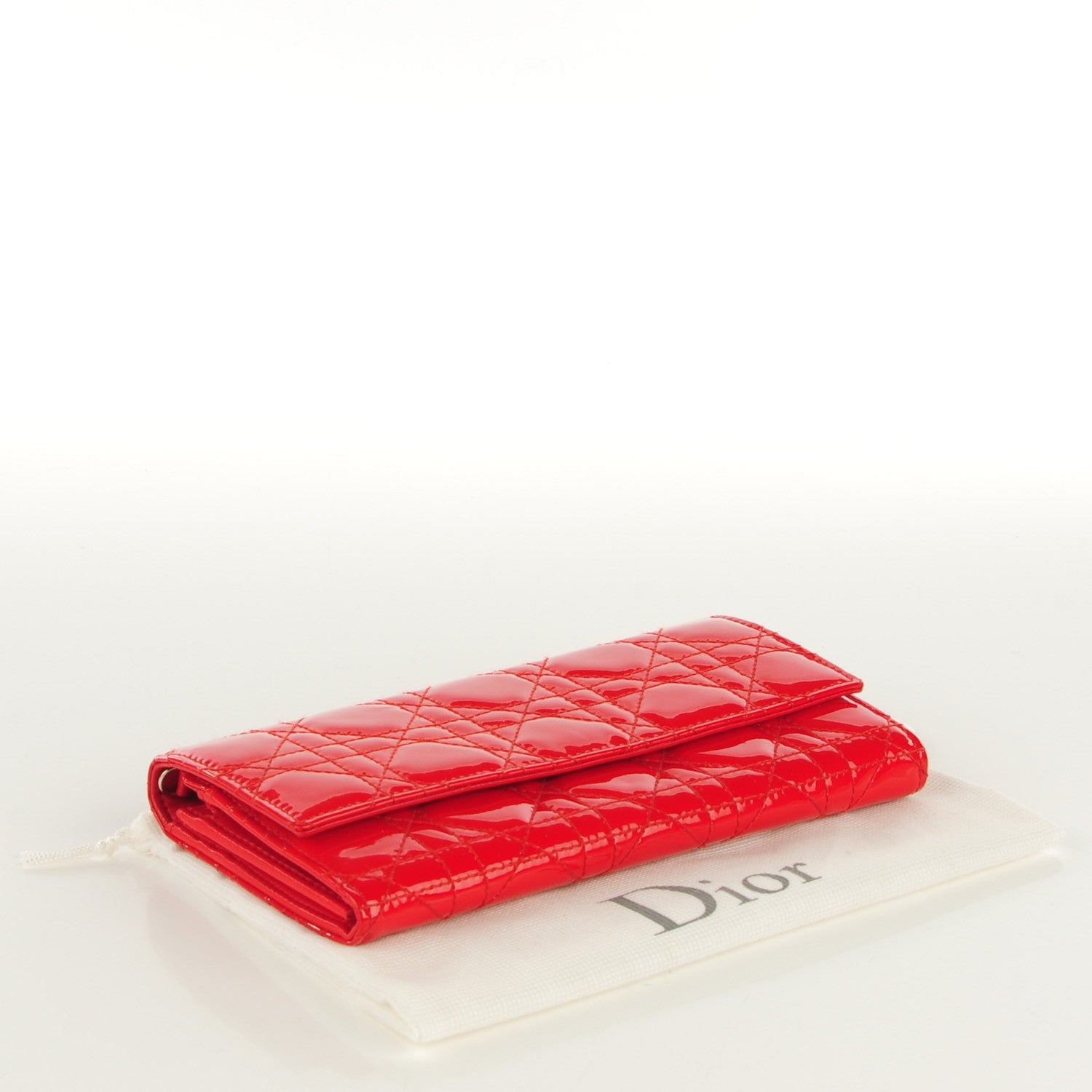 Christian Dior Patent Cannage Rendezvous Wallet Rouge 4 of 7