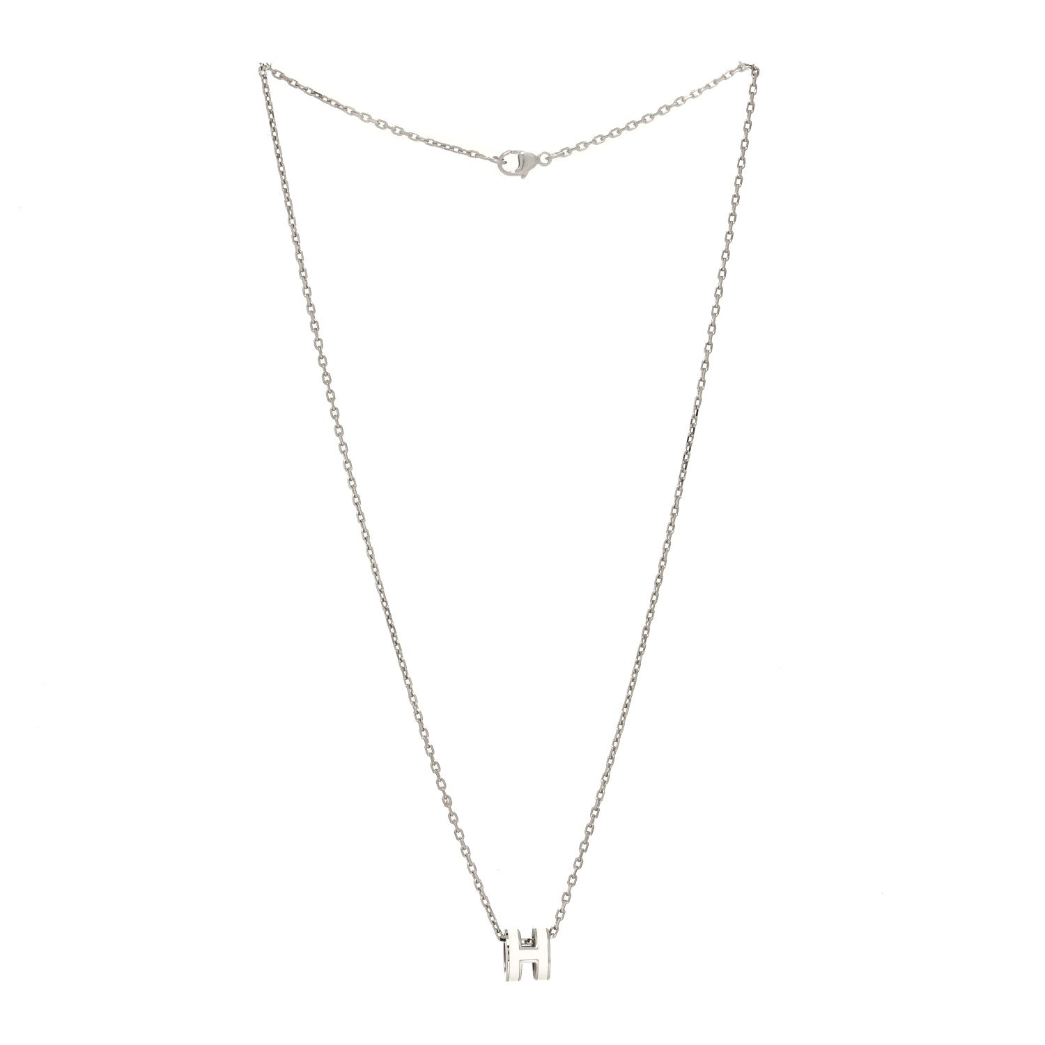 Hermes Lacquered Palladium Mini Pop H Pendant Necklace White 3 of 5