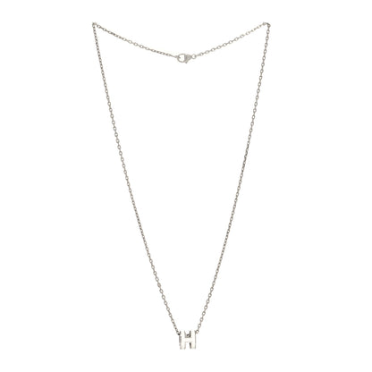 Hermes Lacquered Palladium Mini Pop H Pendant Necklace White 3 of 5