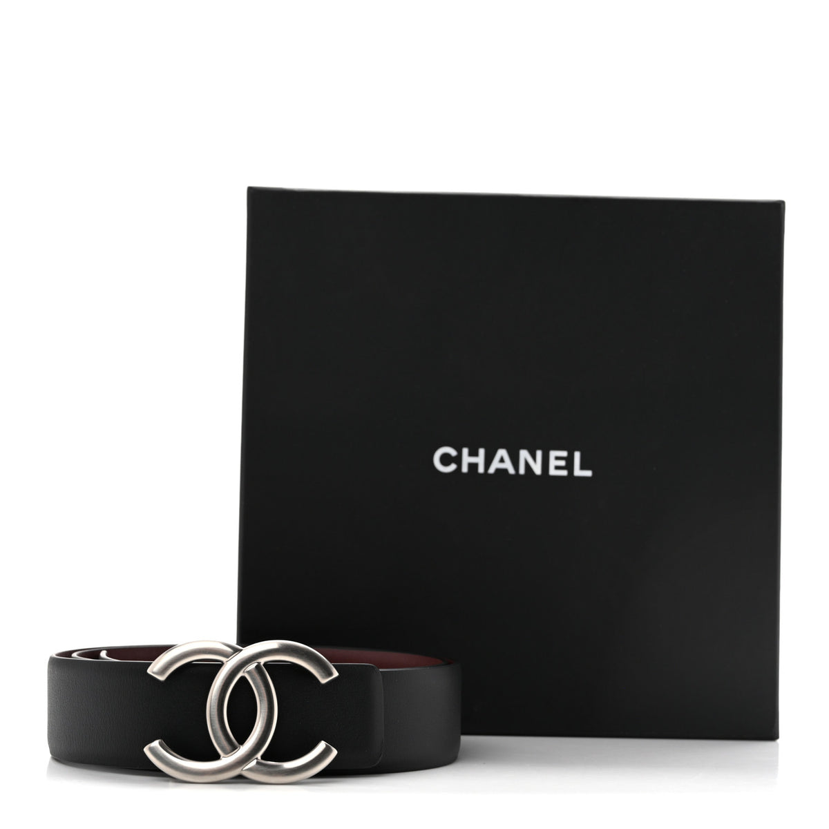 Calfskin CC Reversible Belt 70 Black Burgundy