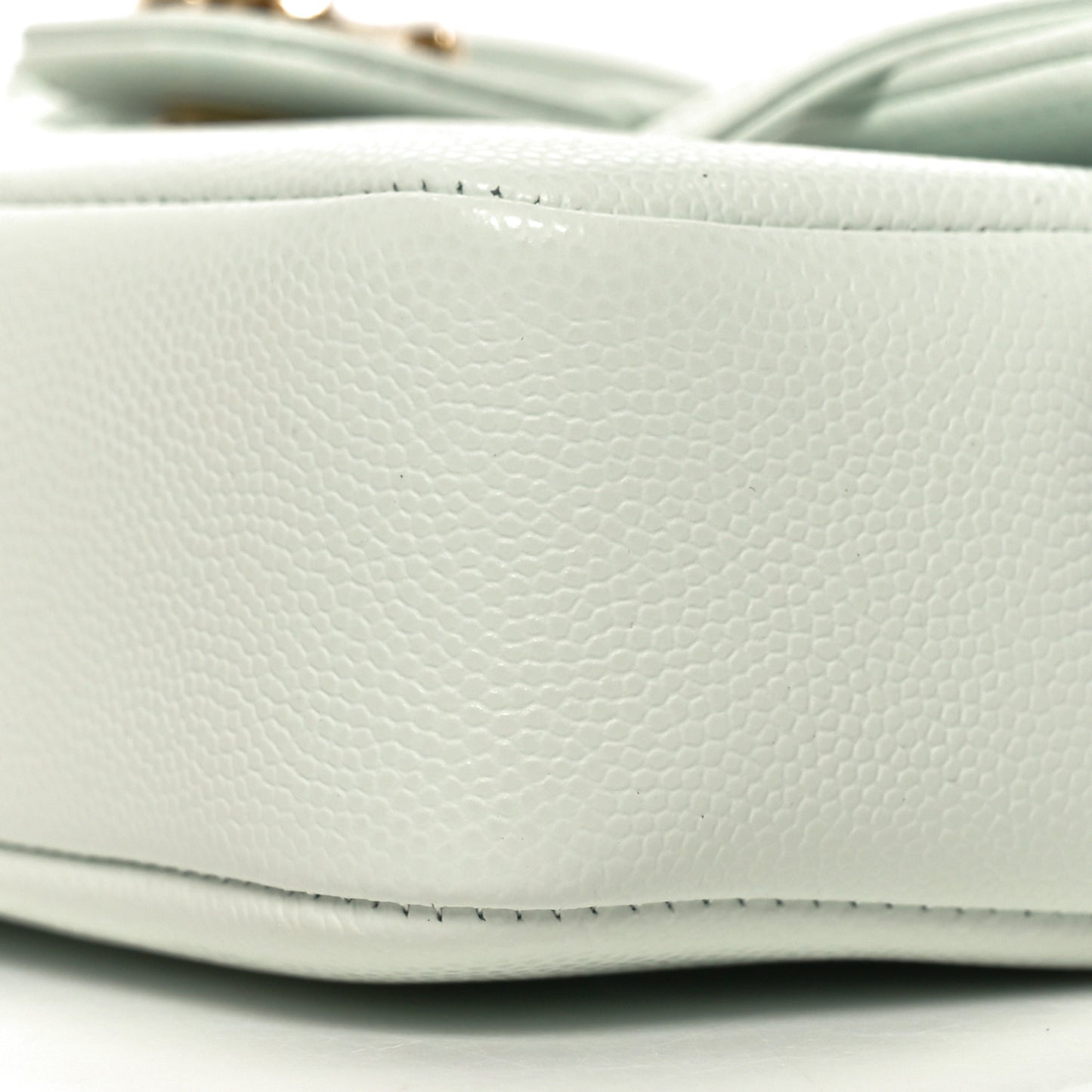 Shiny Caviar Mini Preppy Coco Shoulder Bag Light Blue