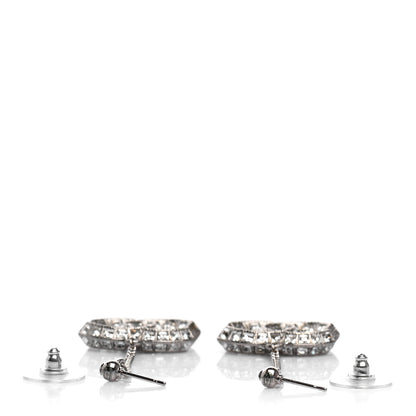 Chanel Baguette Crystal CC Drop Earrings Silver 3 of 4