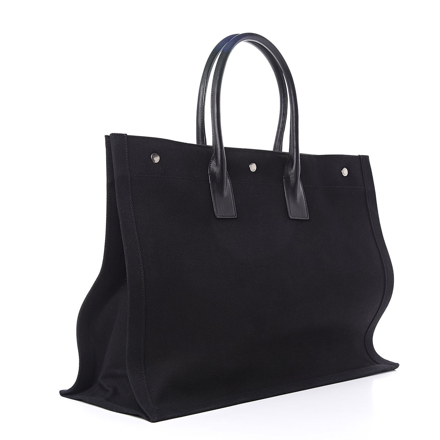 Linen Calfskin Rive Gauche Tote Black