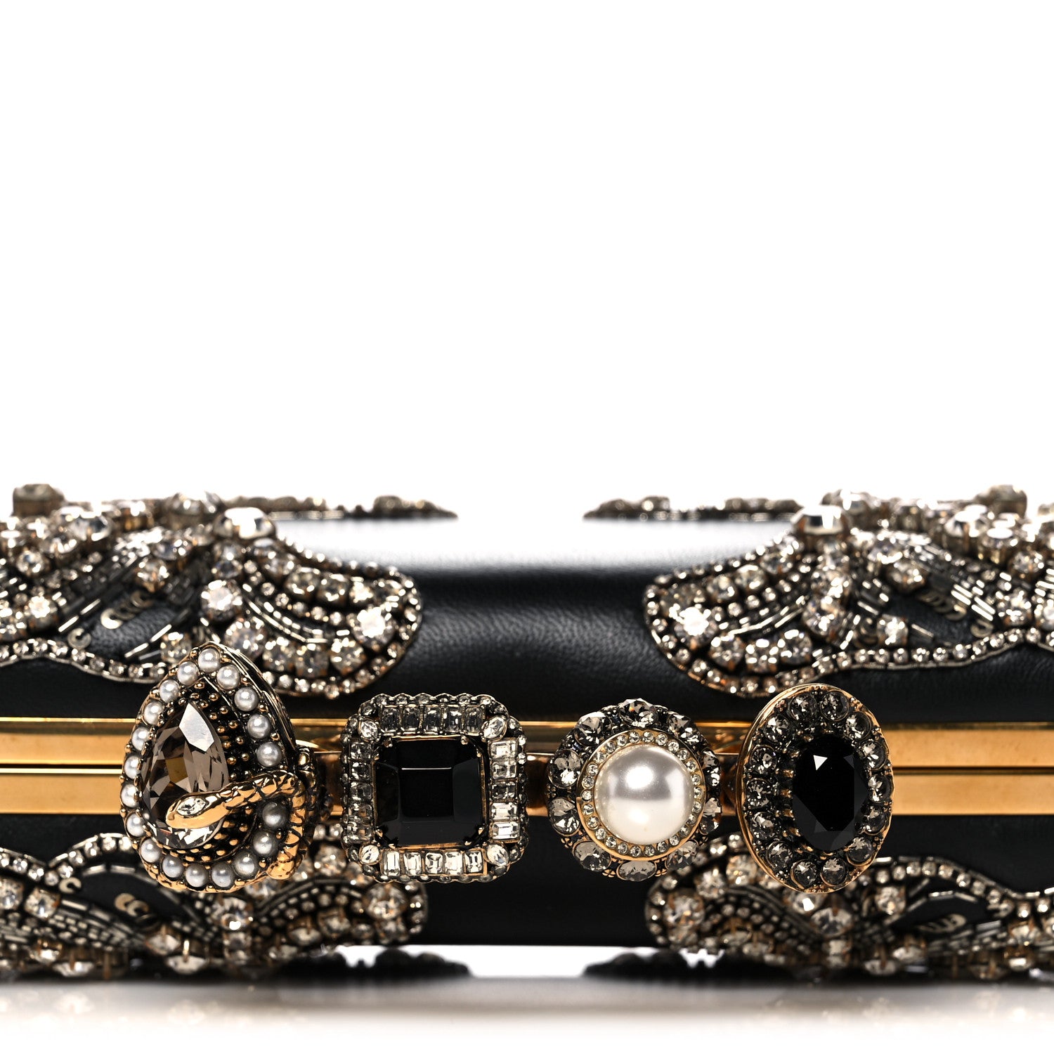 Alexander McQueen Silk Crystal Knucklebox Clutch Black 9 of 12