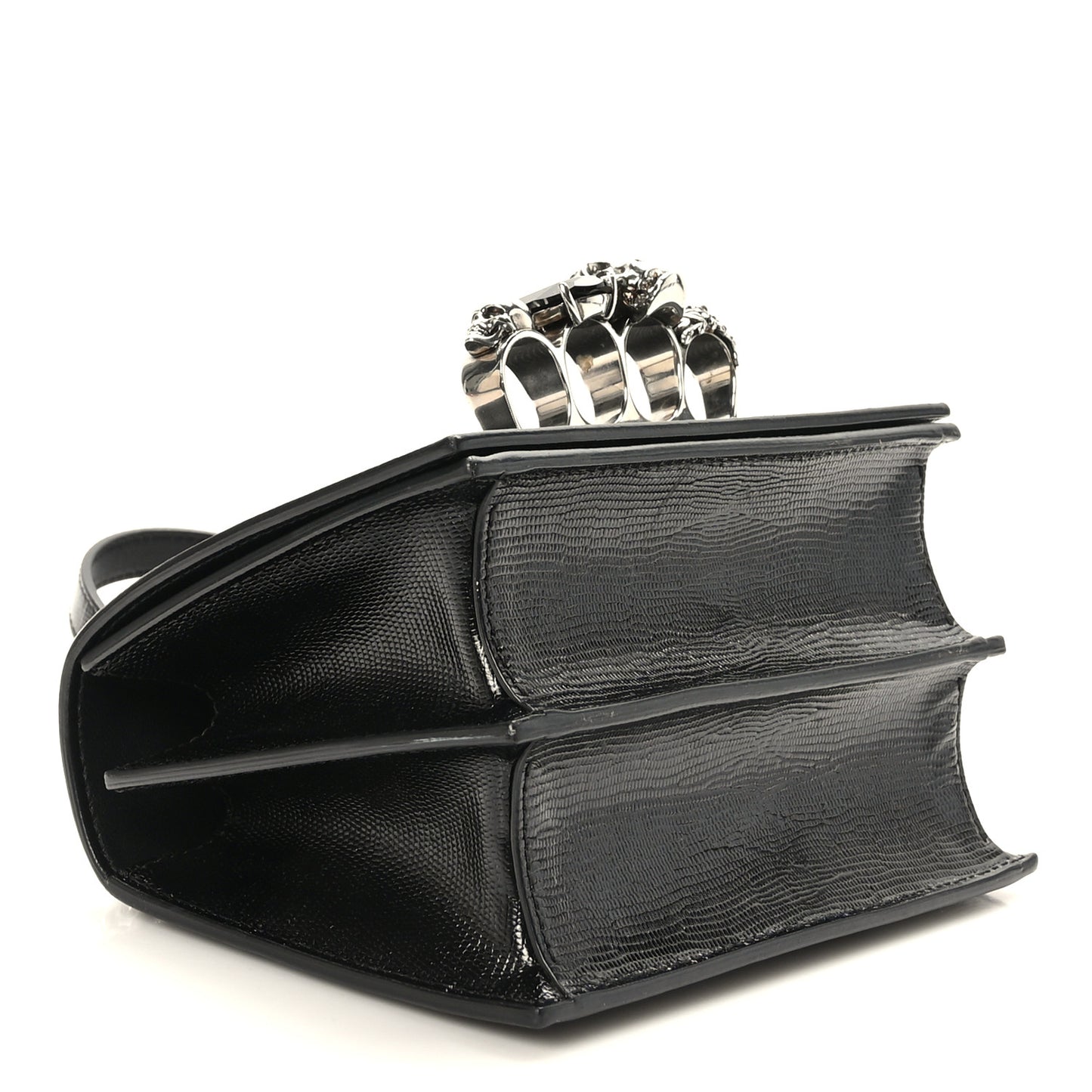 Lizard Embossed Calfskin Knuckle Crossbody Black