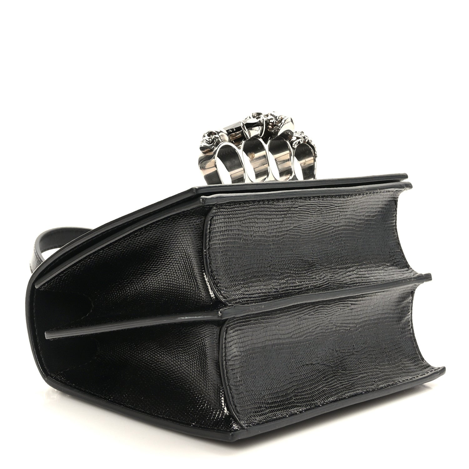 Alexander McQueen Lizard Embossed Calfskin Knuckle Crossbody Black 4 of 11