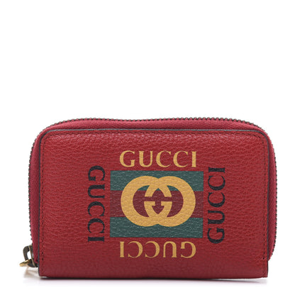 Gucci Calfskin Logo Zip Around Card Case Hibiscus Red 1 of 8