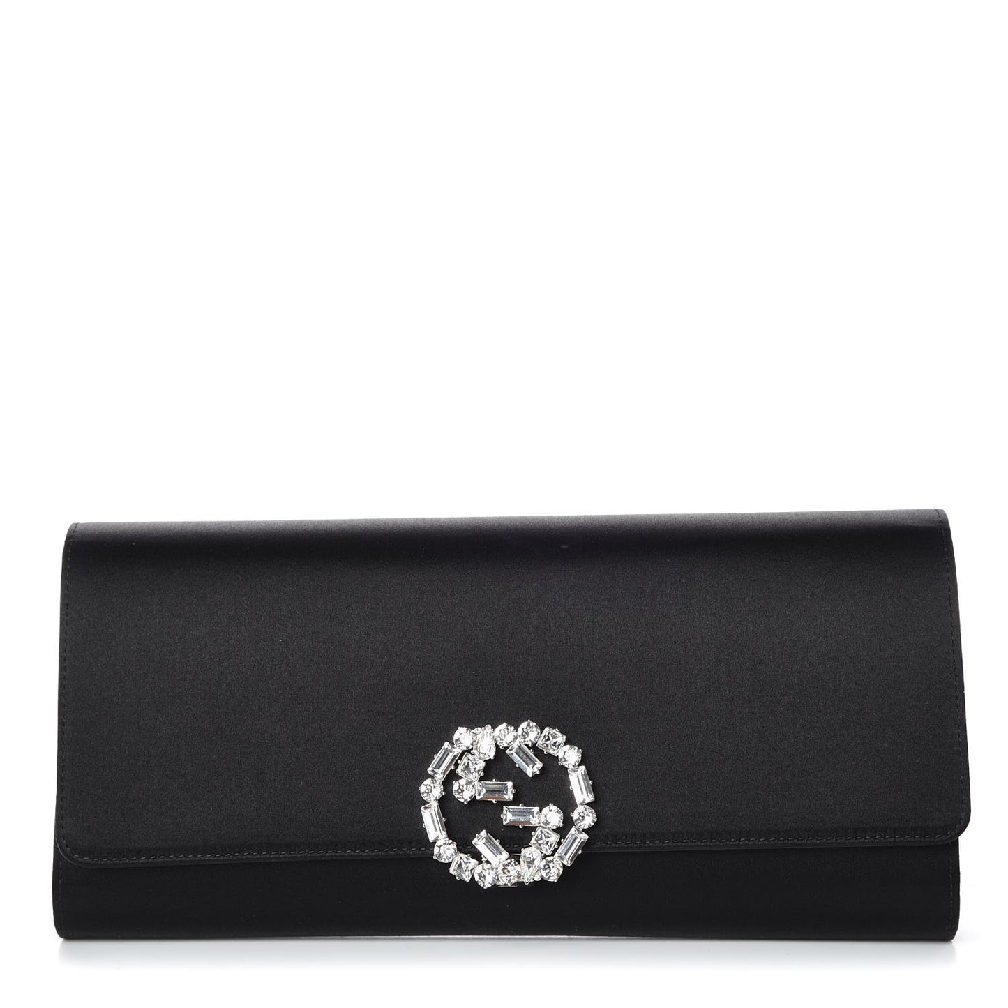 Satin Crystal GG Sparkling Clutch Black