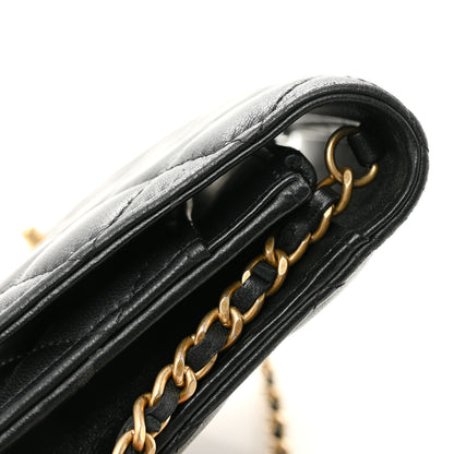 Chanel Lambskin Quilted CC Pearl Crush Wallet on Chain WOC Black 14 of 15