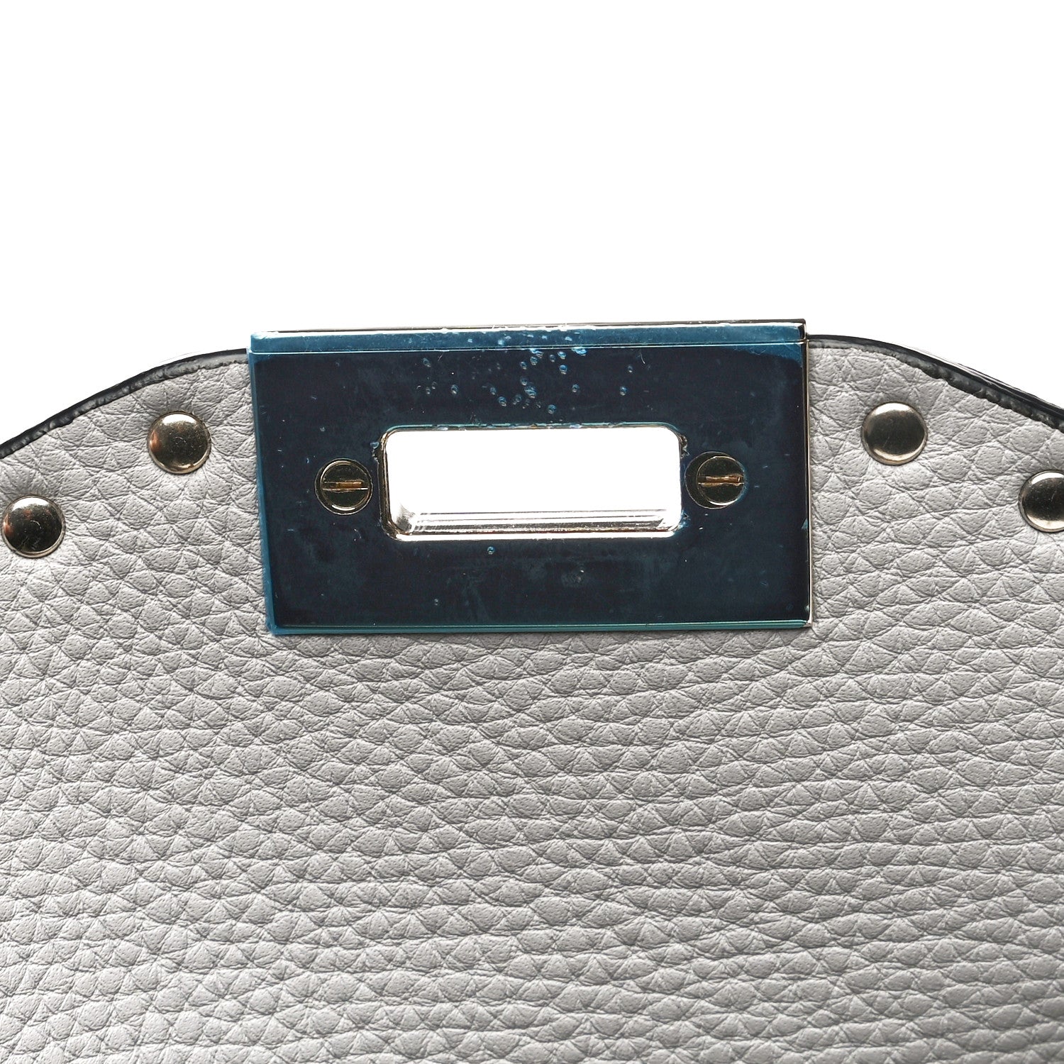 Valentino Garavani Pebbled Calfskin Medium Rockstud Flap Saddle Bag Pastel Grey 13 of 13