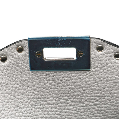 Valentino Garavani Pebbled Calfskin Medium Rockstud Flap Saddle Bag Pastel Grey 13 of 13