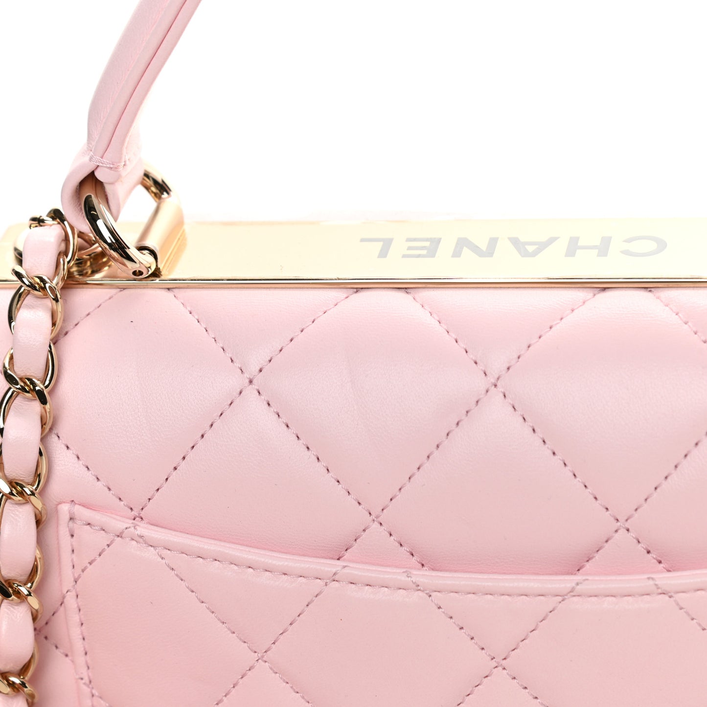 Lambskin Quilted Small Trendy CC Flap Dual Handle Bag Light Pink