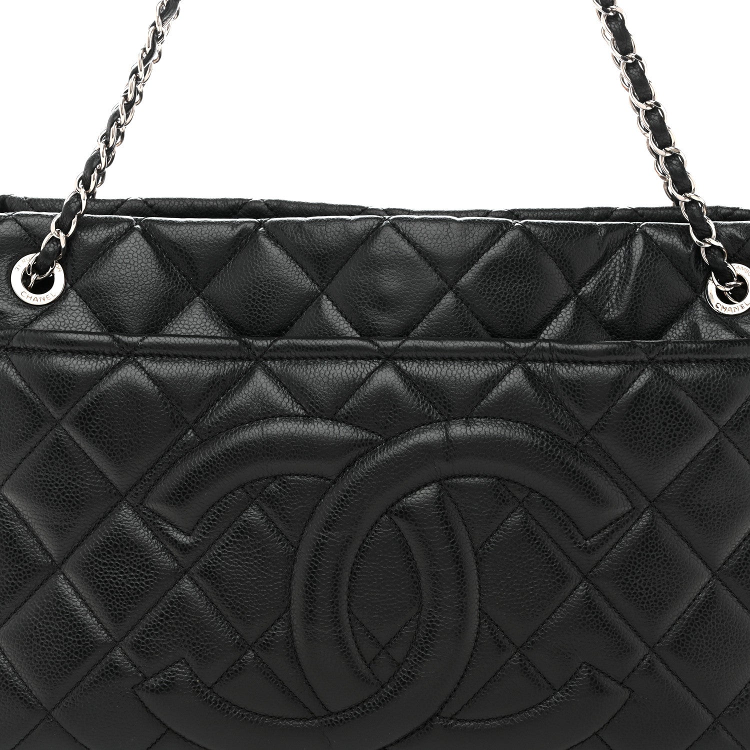 Chanel Caviar Quilted CC Timeless Soft Tote Black 8 of 13