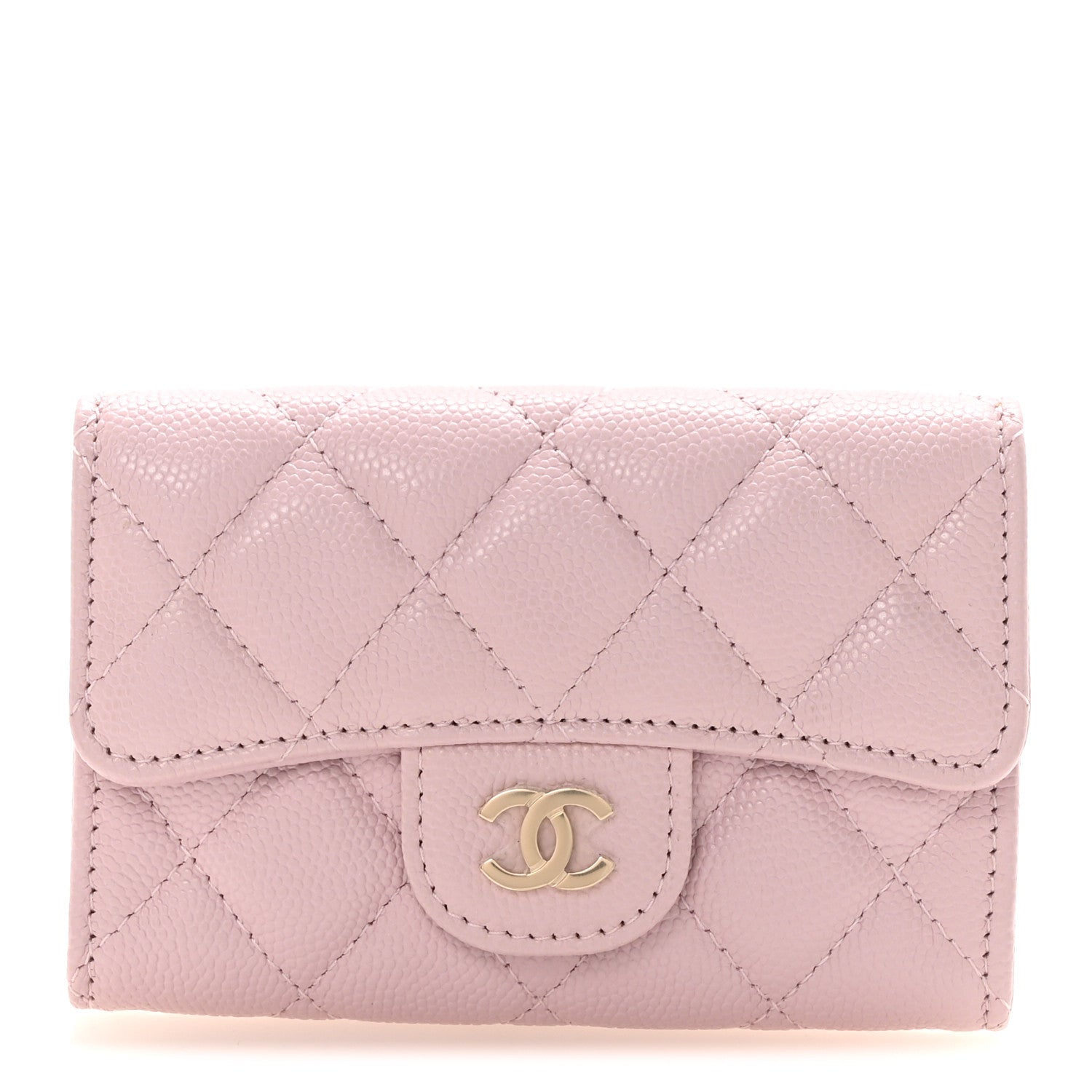 Chanel Caviar Quilted Flap Card Holder Wallet Light Pink 1 of 9
