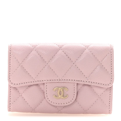Chanel Caviar Quilted Flap Card Holder Wallet Light Pink 1 of 9