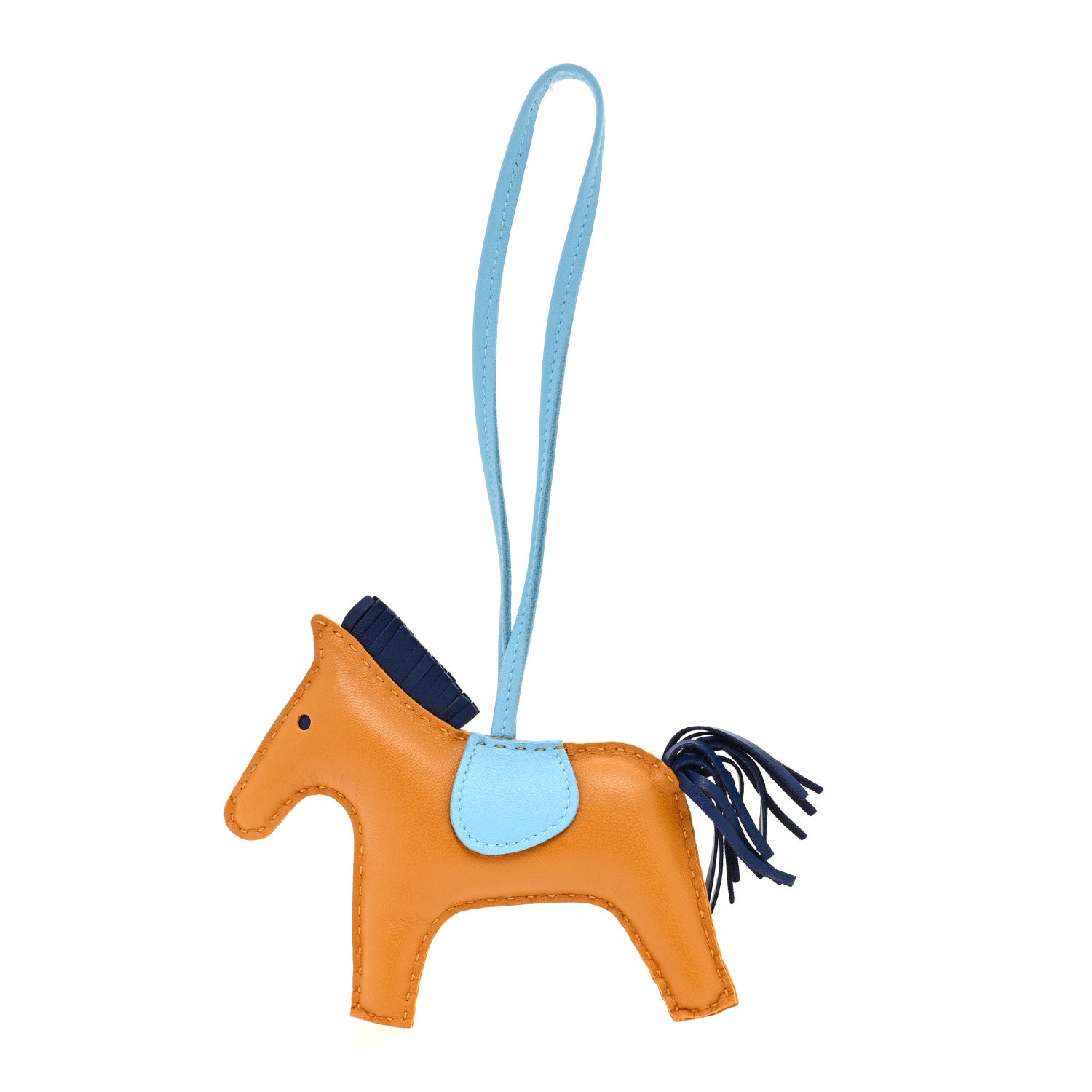 Hermes Milo Lambskin Grigri Rodeo Horse Bag Charm GM Kraft Celeste Bleu De Malte 1 of 4