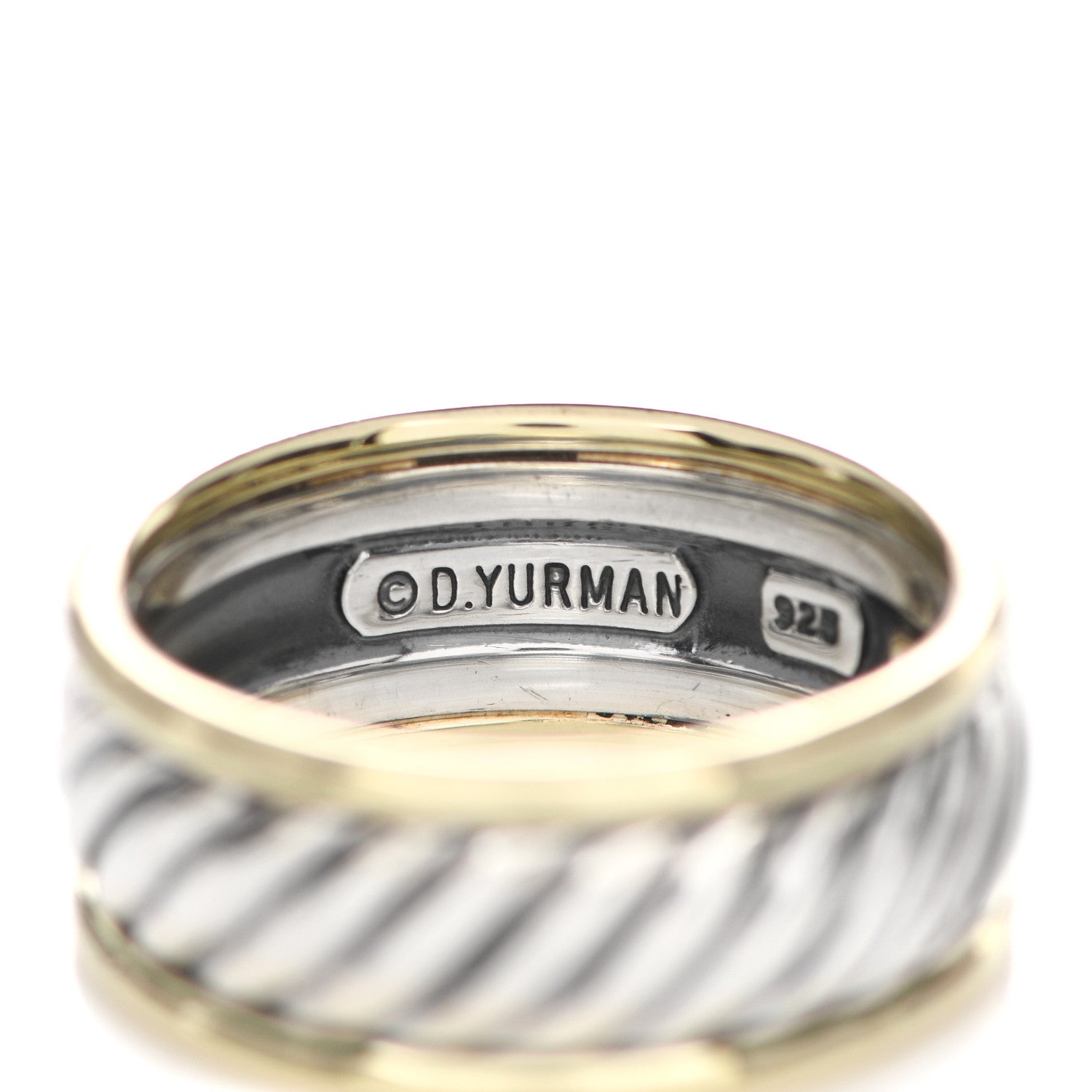 David Yurman Sterling Silver 14K Yellow Gold Cable Band Ring 62 10 5 of 5