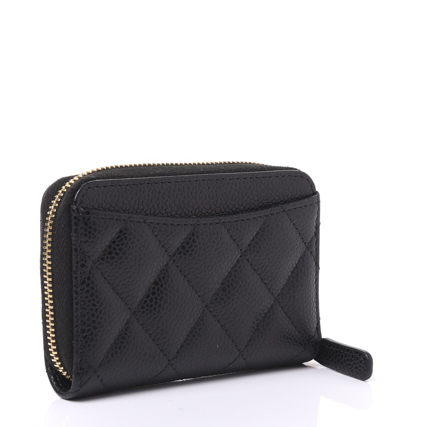 Caviar Quilted Zip Coin Purse Black