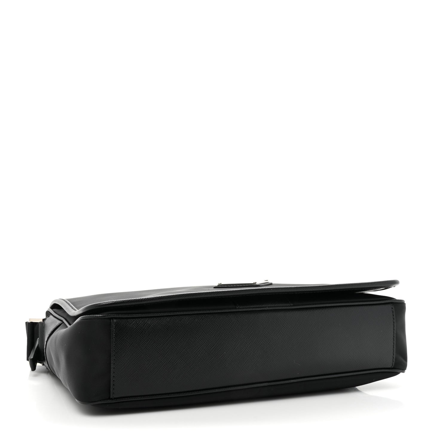 Tessuto Nylon Saffiano Flap Messenger Bag Black