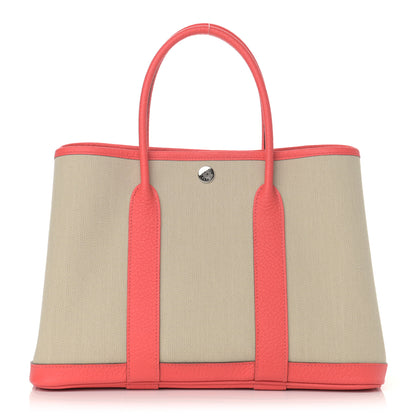 Hermes Toile Militaire Vache Country Garden Party 30 TPM Tote Beton Rose Texas 1 of 11