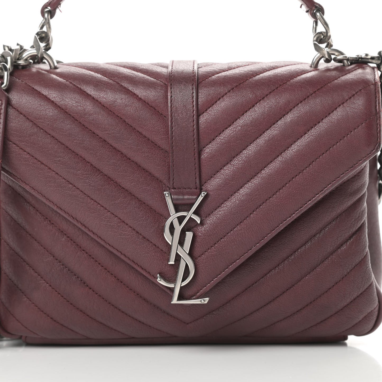 Sheepskin Matelasse Chevron Monogram Medium College Bag Rouge Legion