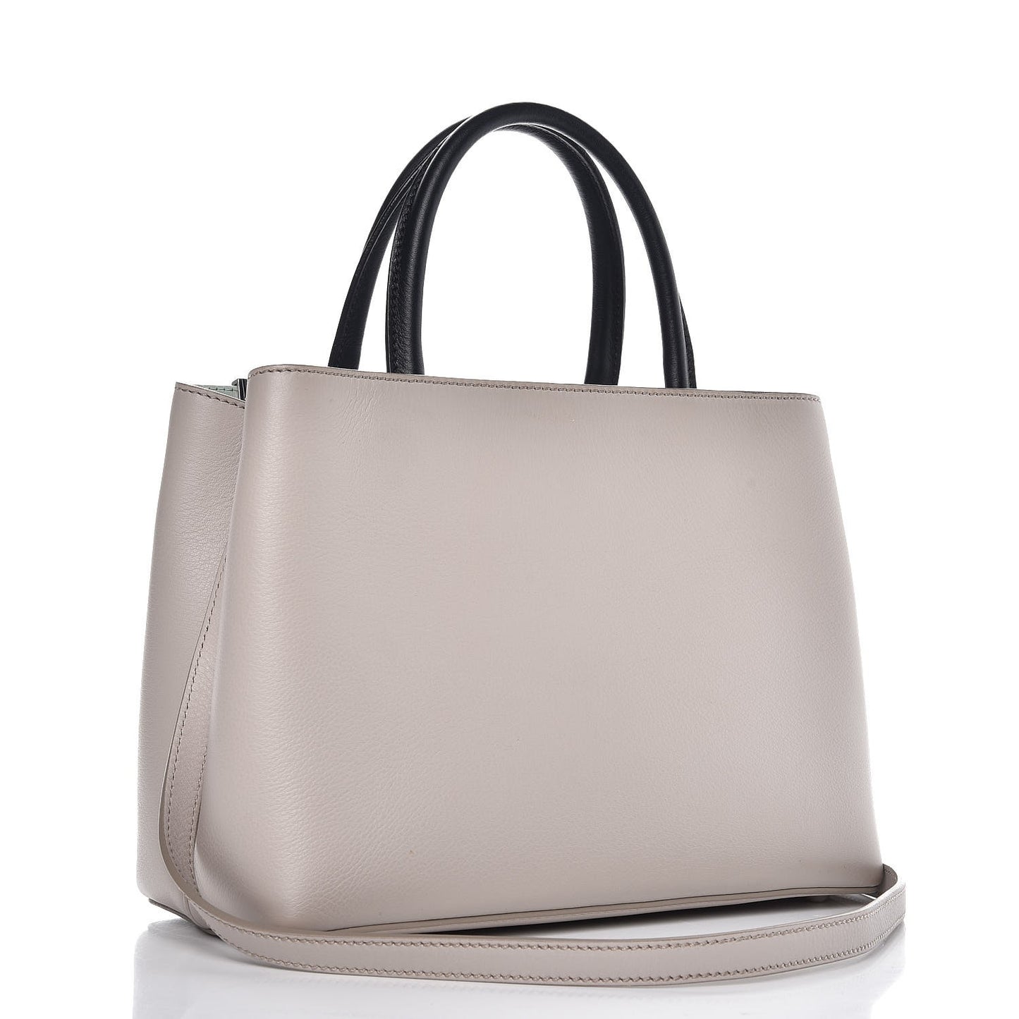 Vitello Dolce Fox Goat Bi-Color Sad Eyes Mirror Charm Petite 2Jours Tote Grigio Polvere Black