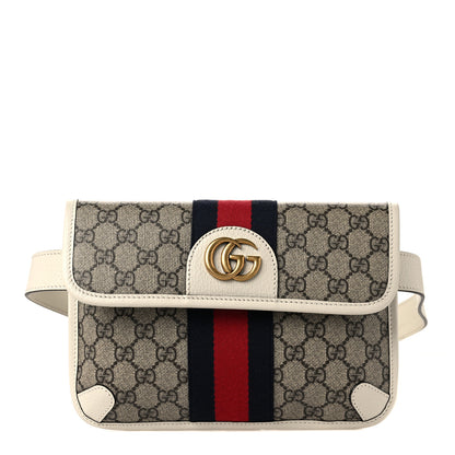 Gucci GG Supreme Monogram Web Small Ophidia Belt Bag 90 36 Beige Ebony White 1 of 9