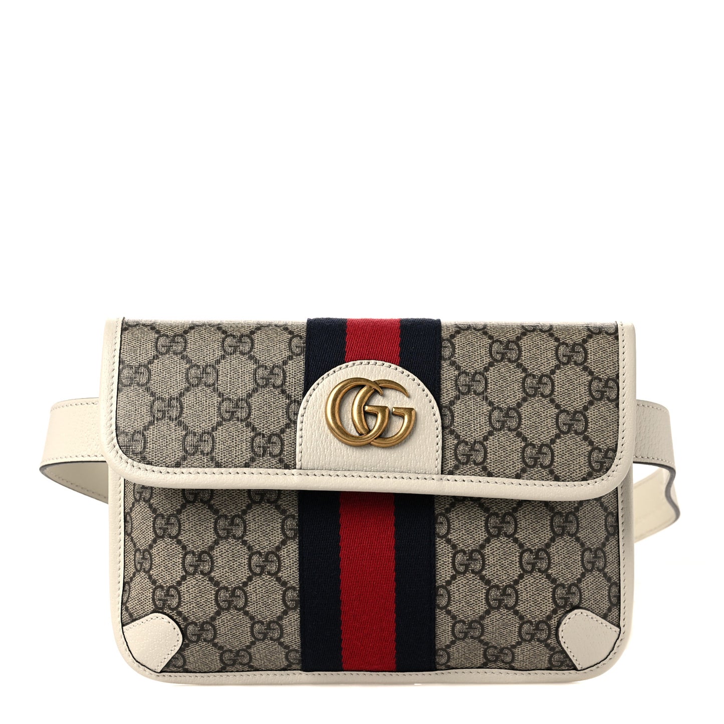 GG Supreme Monogram Web Small Ophidia Belt Bag 90 36 Beige Ebony White