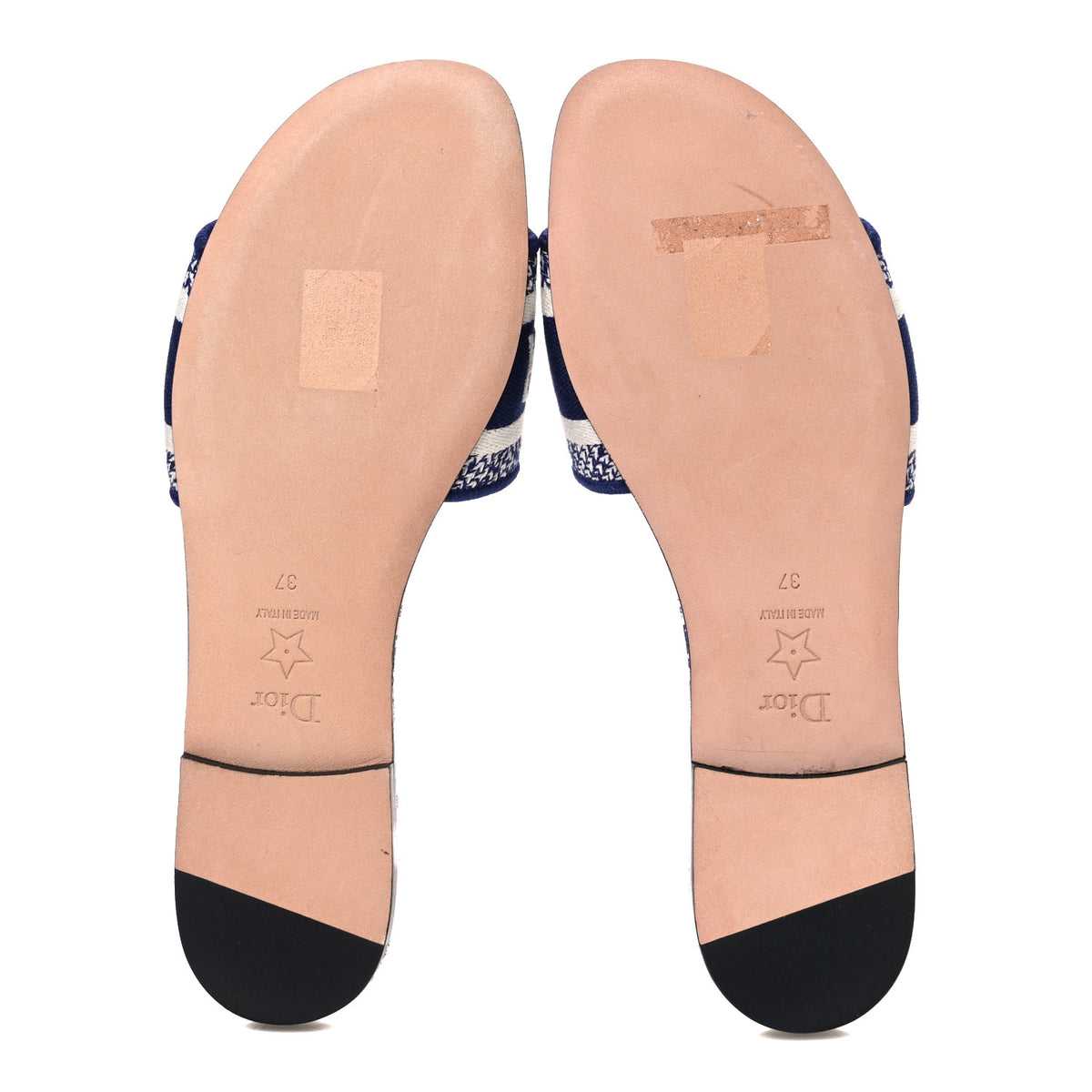 Christian Dior Canvas Soleil Embroidered Dway Mules Slide Sandals 37 Deep Blue 7 of 11