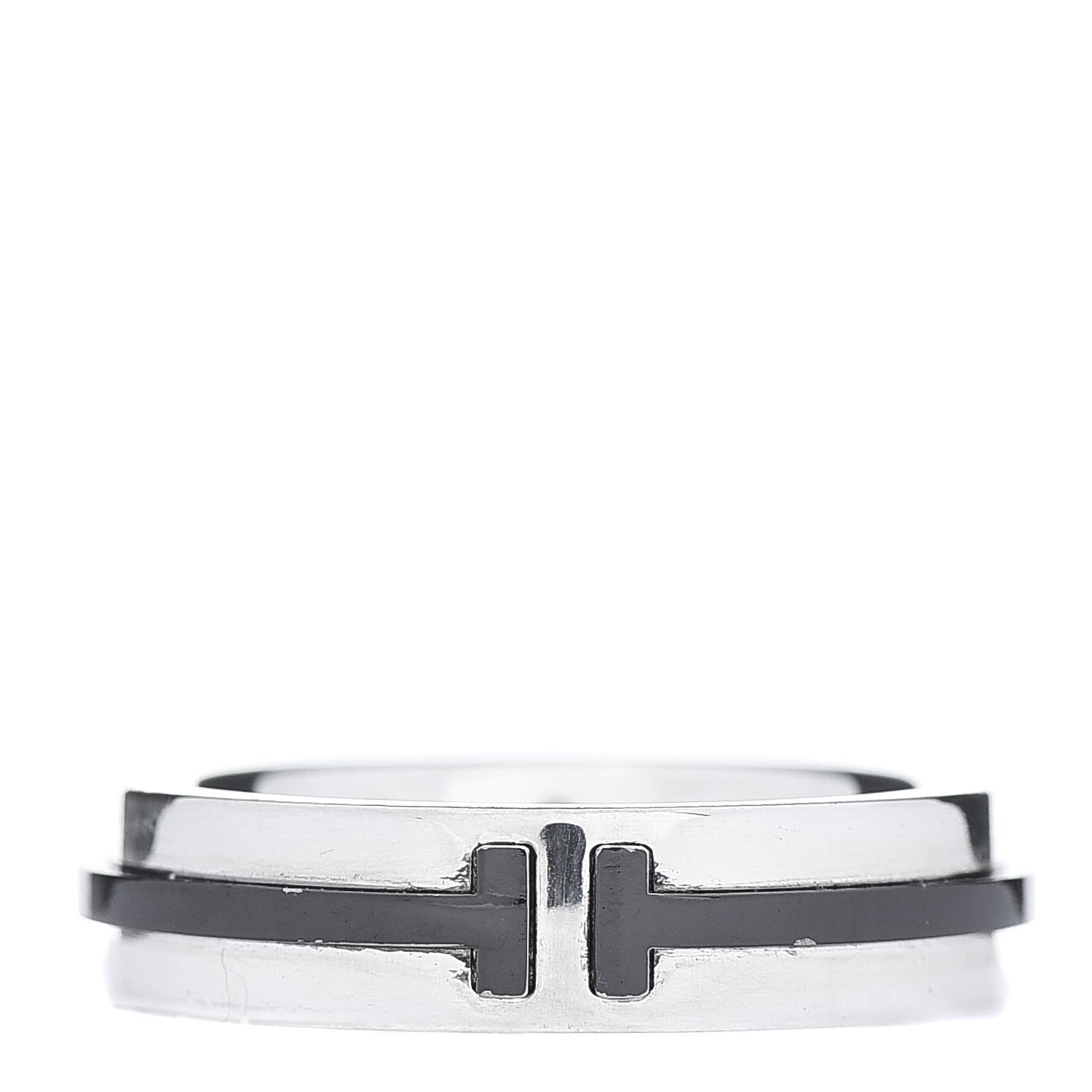 Tiffany Sterling Silver Titanium T Two Ring 58 8.25 1 of 6