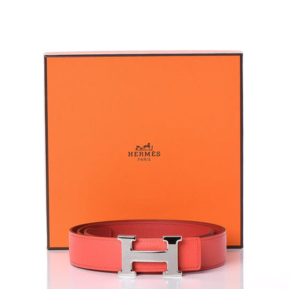 Hermes Epsom Swift 32mm H Belt 95 Vermillon Rose Jaipur 7 of 8