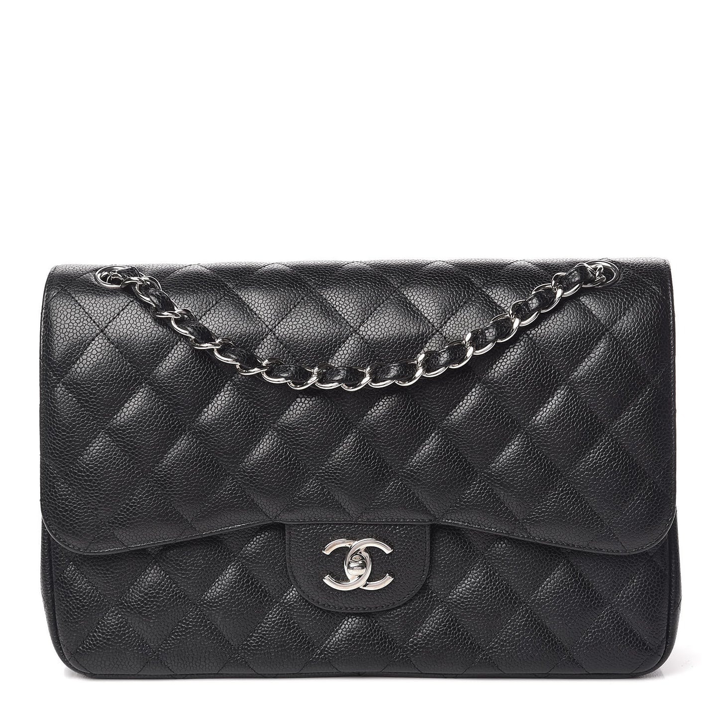 Caviar Quilted Jumbo Double Flap Black