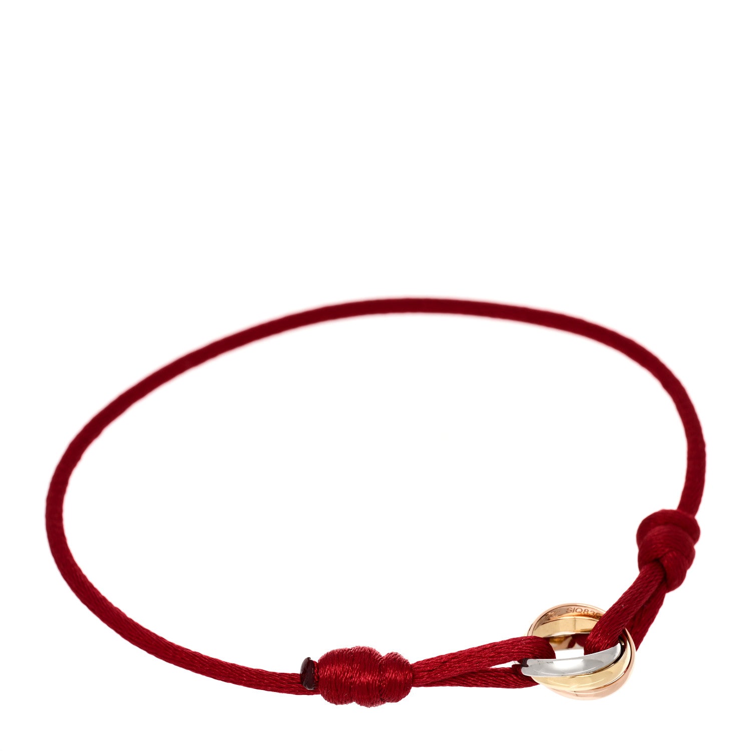 Cartier 18K Pink Yellow White Gold Trinity Cord Bracelet Red 1 of 5