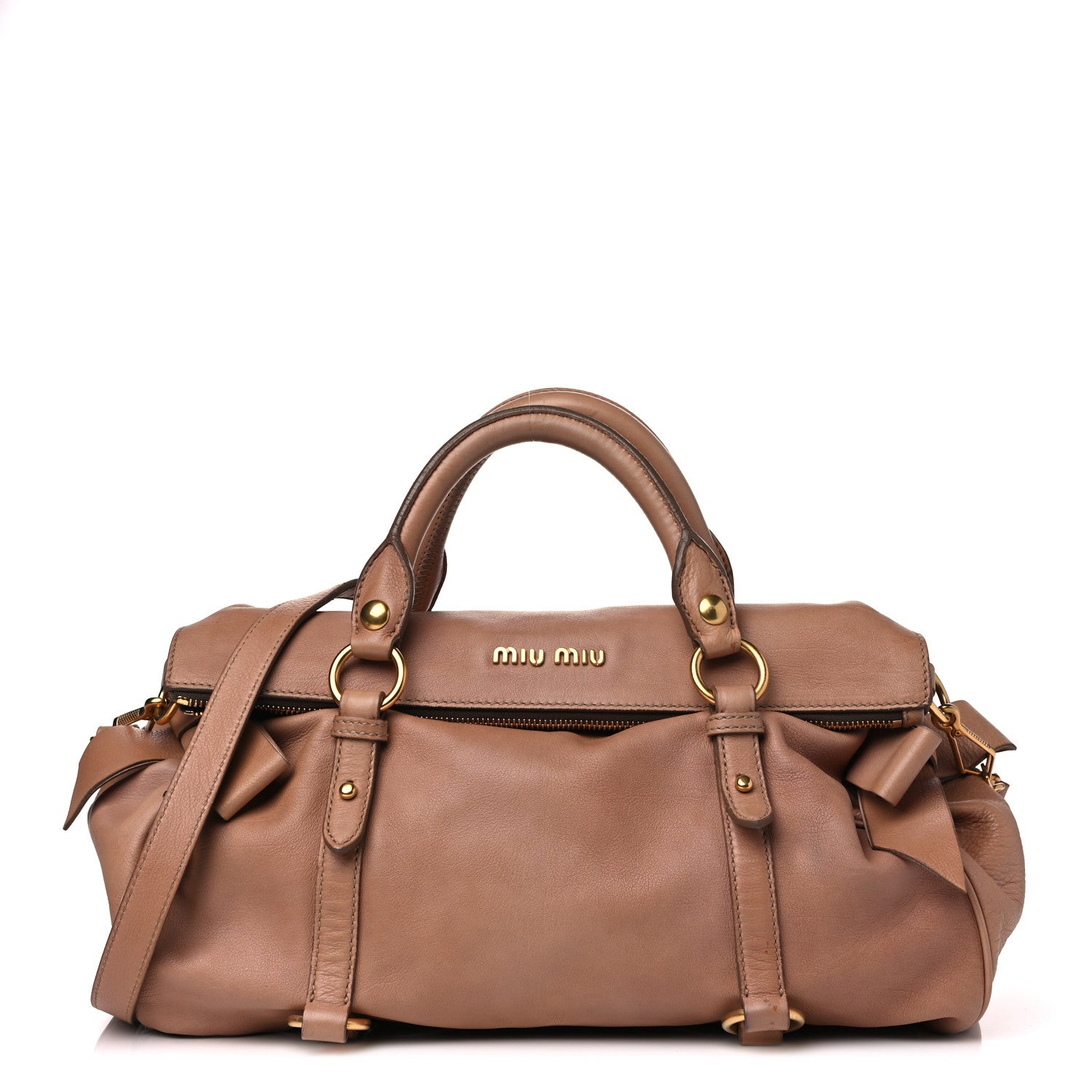 Miu Miu Vitello Medium Bow Bag Brown 1 of 15