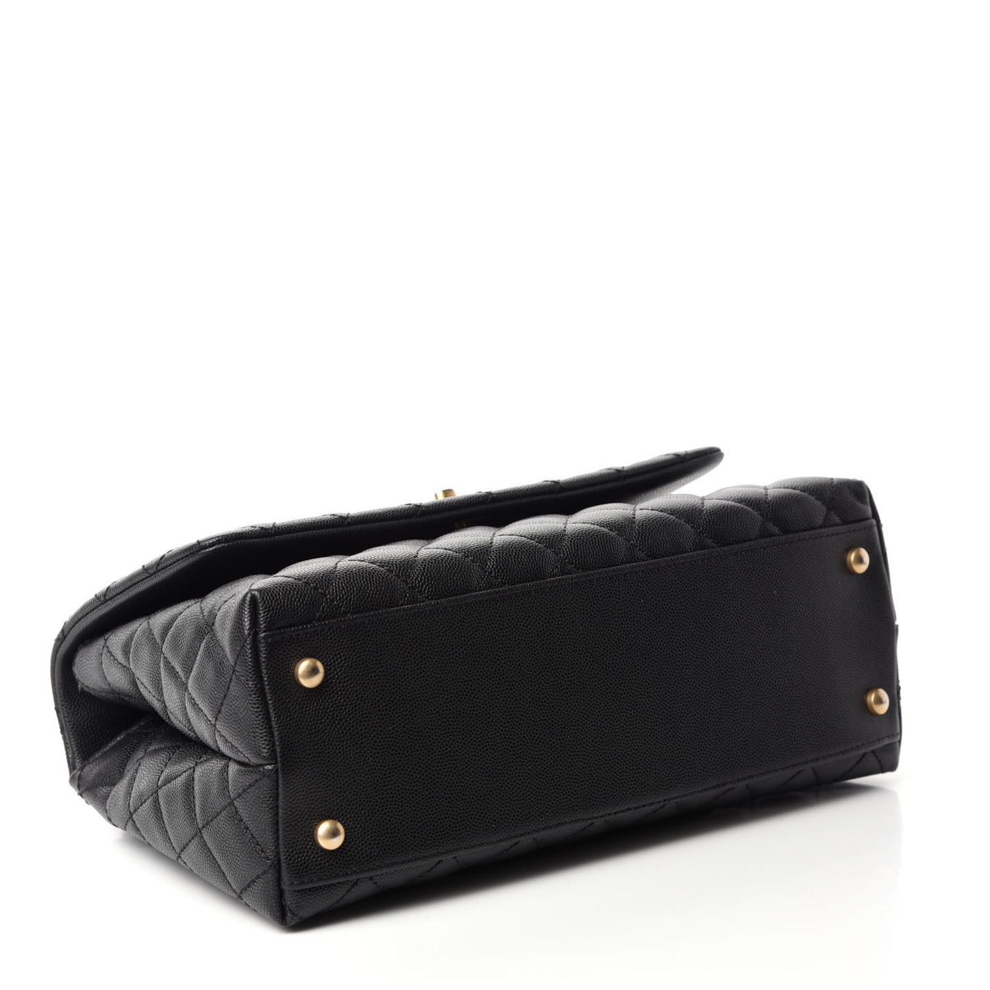 Caviar Lizard Quilted Small Coco Handle Flap Black