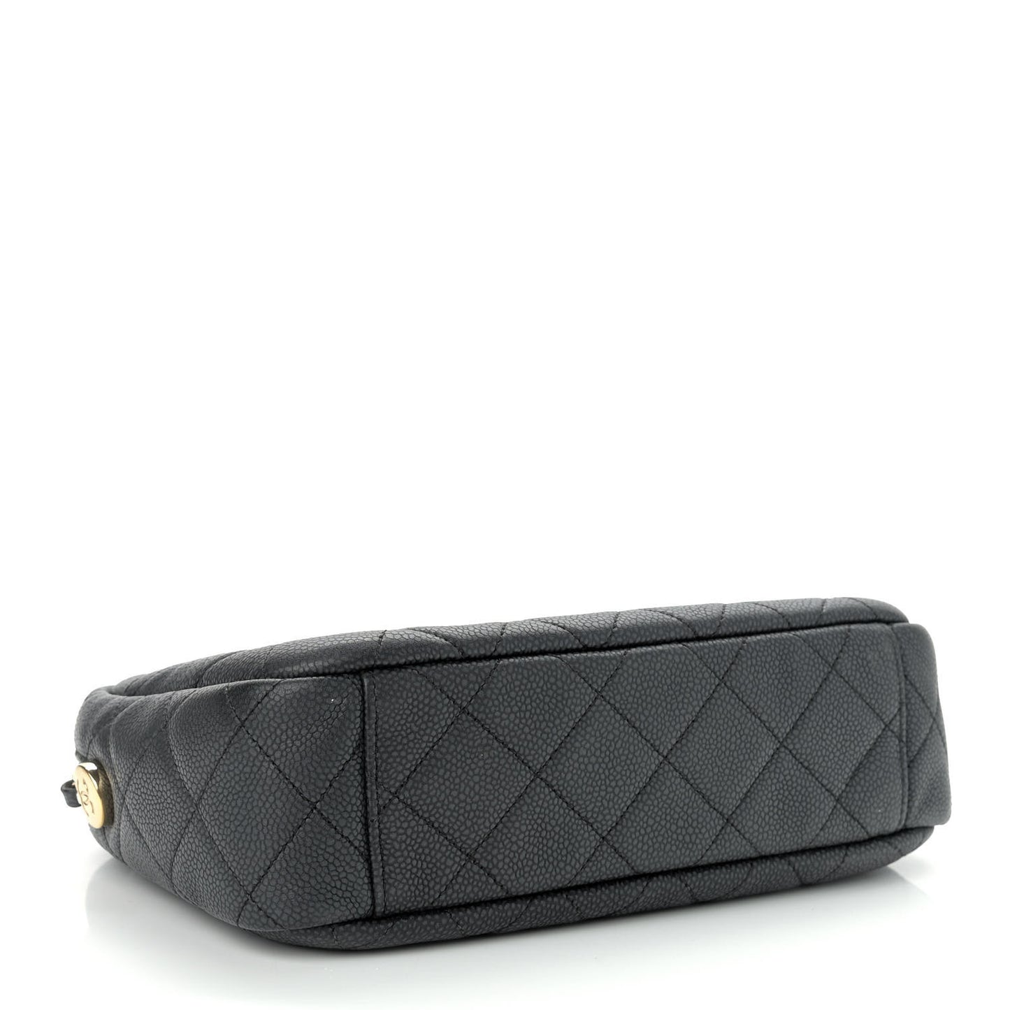 Iridescent Caviar Quilted Small Coco Tassel Camera Case Black