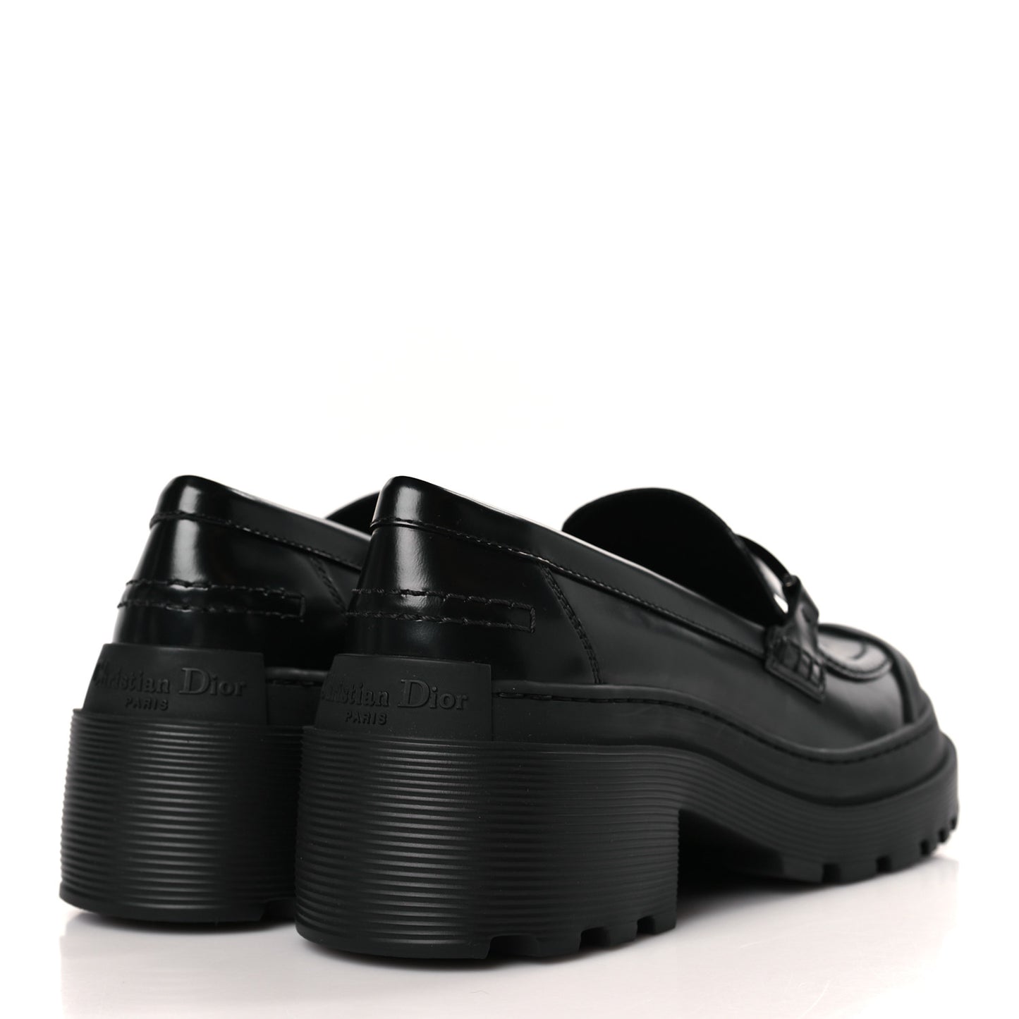 Brushed Calfskin Dior Code Lug Sole Platform 35mm Loafers 37 Black