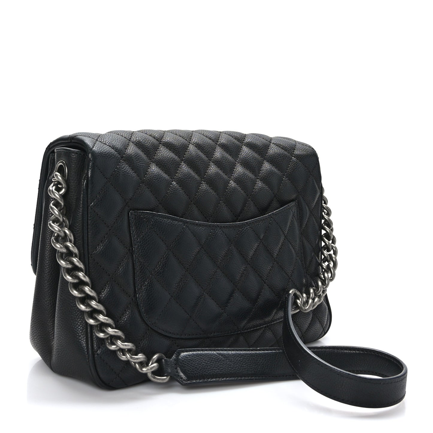 Caviar Quilted Medium Rock In Rome Single Flap Black
