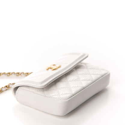 Chanel Shiny Aged Calfskin Quilted Waist Belt Bag White 4 of 12