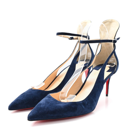 Christian Louboutin Veau Velours Perforated Victorilla 100 Pumps 40 Marine 4 of 8