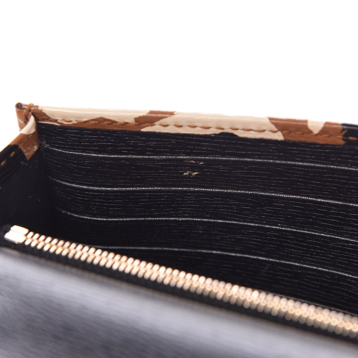 Patent Leopard Print Betty Chain Wallet Tobacco Black