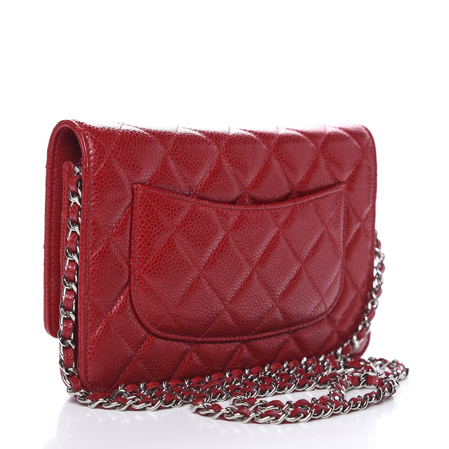 Caviar Quilted Wallet on Chain WOC Red