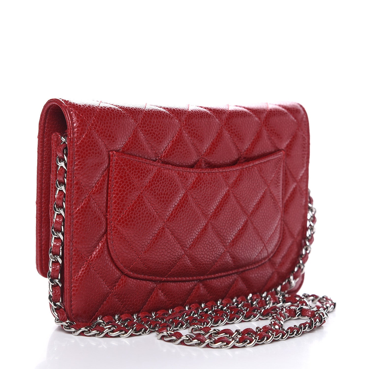 Chanel Caviar Quilted Wallet on Chain WOC Red 3 of 11
