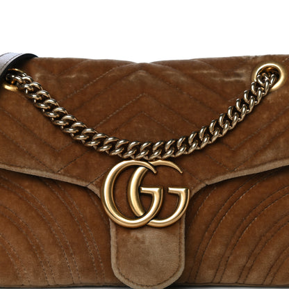 Gucci Velvet Matelasse Small GG Marmont Shoulder Bag Taupe 9 of 17