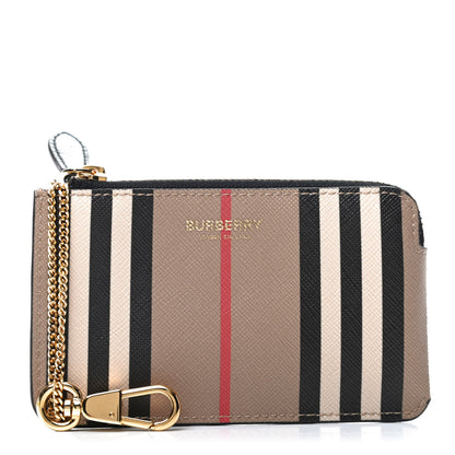 Burberry E-Canvas Calfskin Icon Stripe Zip Coin Case Archive Beige 1 of 6