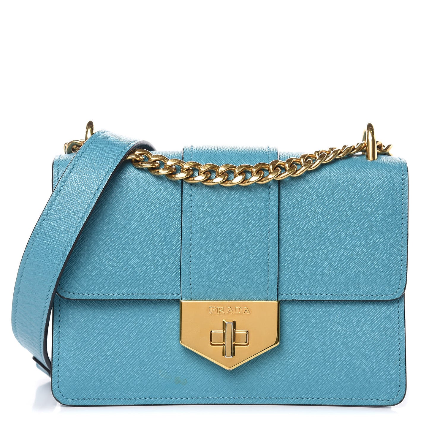 Saffiano Lock Crossbody Turchese